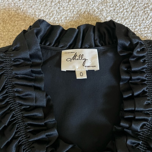Milly Black Satin blouse with tie - Picture 3 of 5